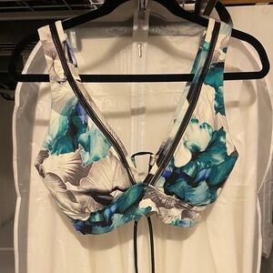Calia Blue Floral High Support Bikini Top size L